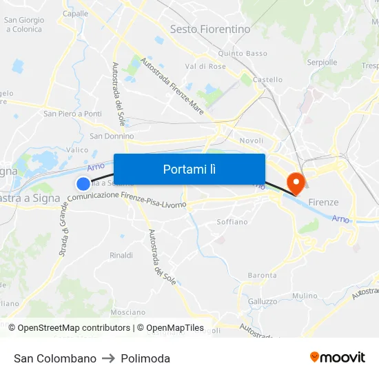 San Colombano to Polimoda map