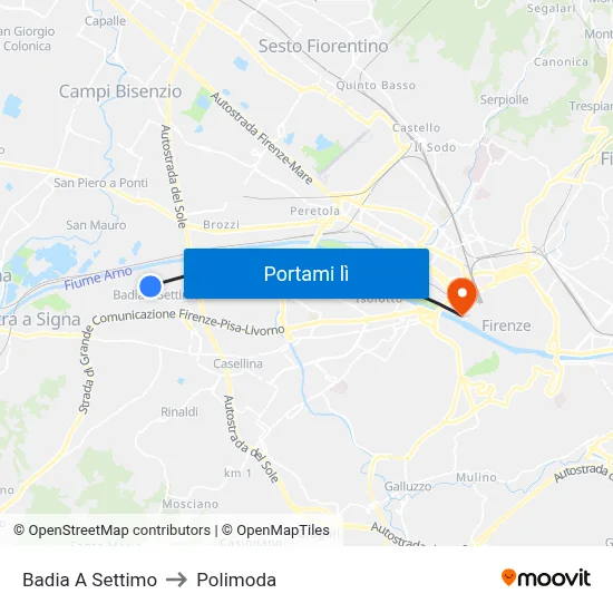 Badia A Settimo to Polimoda map
