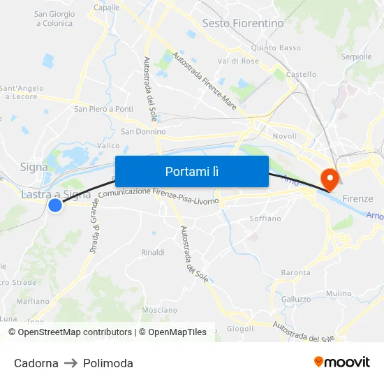 Cadorna to Polimoda map