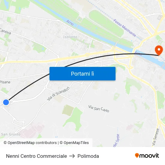 Nenni Centro Commerciale to Polimoda map