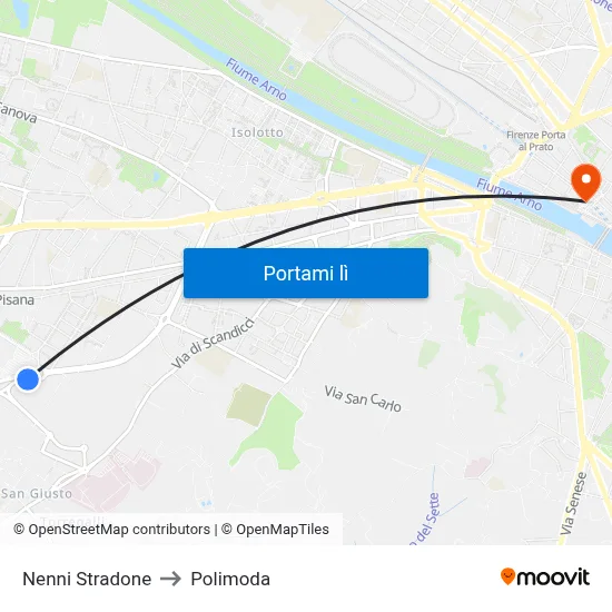 Nenni Stradone to Polimoda map