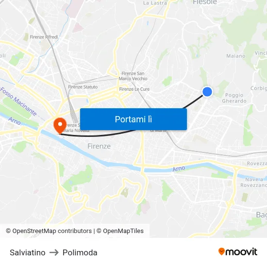 Salviatino to Polimoda map