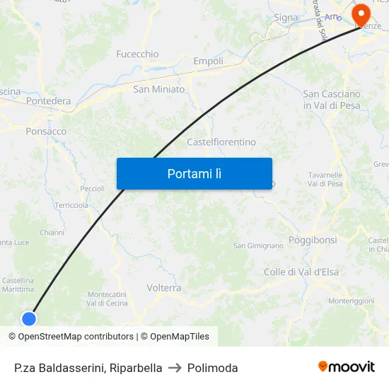 P.za Baldasserini, Riparbella to Polimoda map