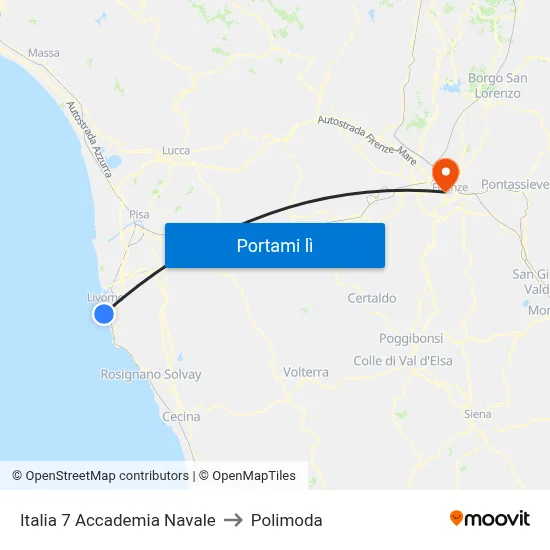 Italia 7 Accademia Navale to Polimoda map