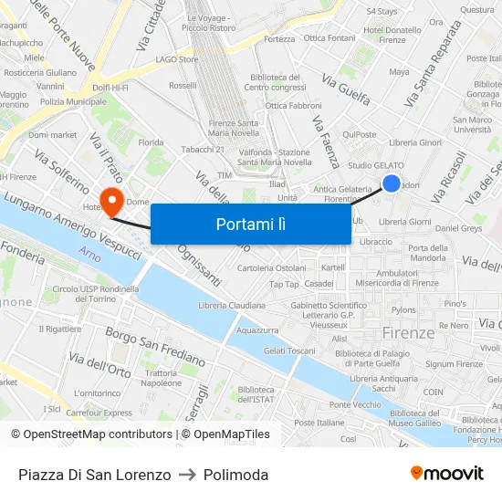 Piazza Di San Lorenzo to Polimoda map