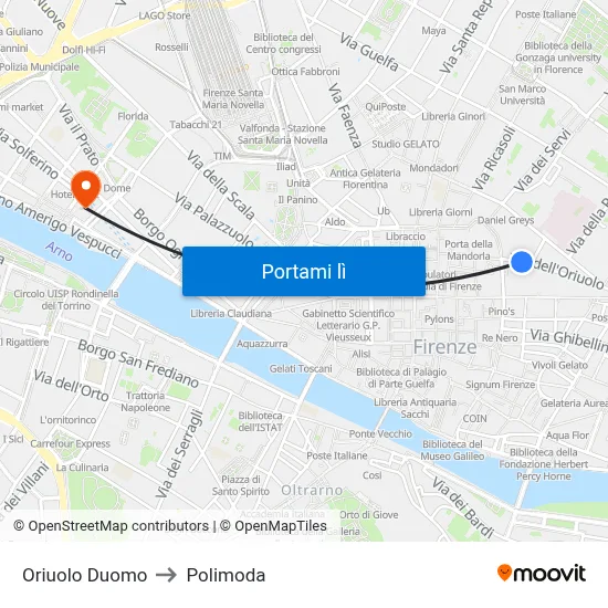 Oriuolo Duomo to Polimoda map