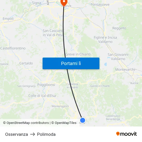 Osservanza to Polimoda map