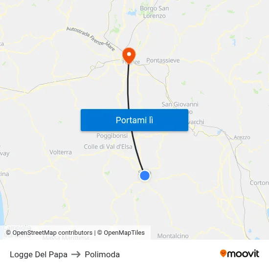 Logge Del Papa to Polimoda map