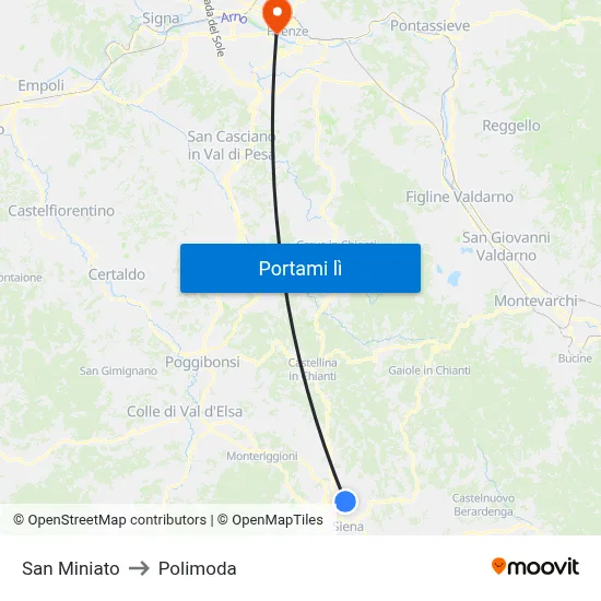 San Miniato to Polimoda map