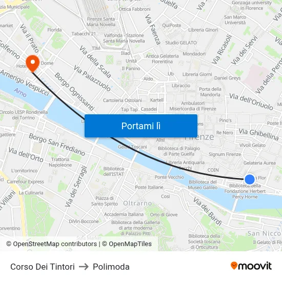 Corso Dei Tintori to Polimoda map
