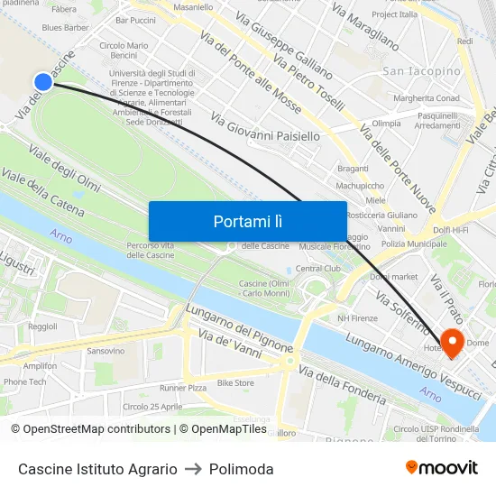 Cascine Istituto Agrario to Polimoda map