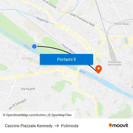 Cascine Piazzale Kennedy to Polimoda map