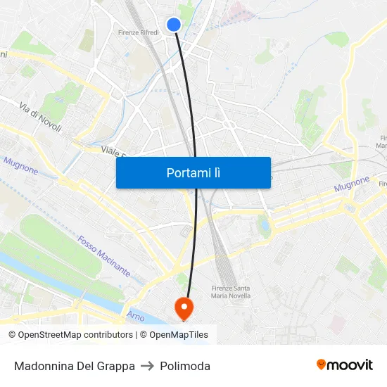 Madonnina Del Grappa to Polimoda map