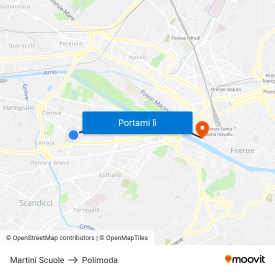 Martini Scuole to Polimoda map