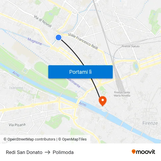 Redi San Donato to Polimoda map