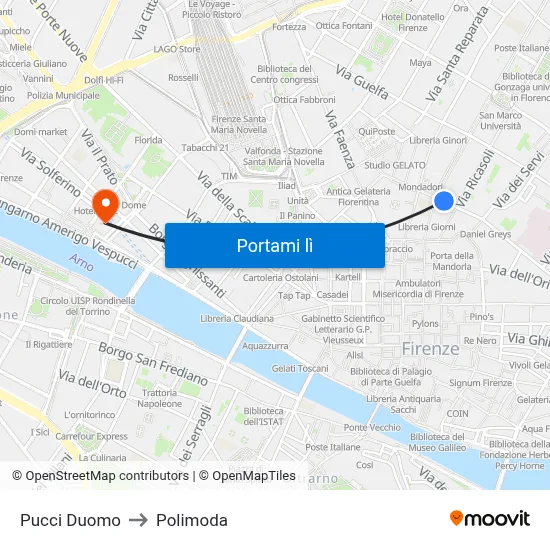 Pucci Duomo to Polimoda map