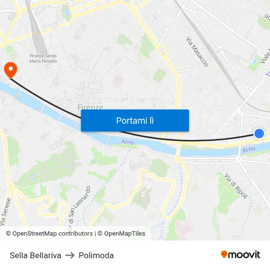 Sella Bellariva to Polimoda map