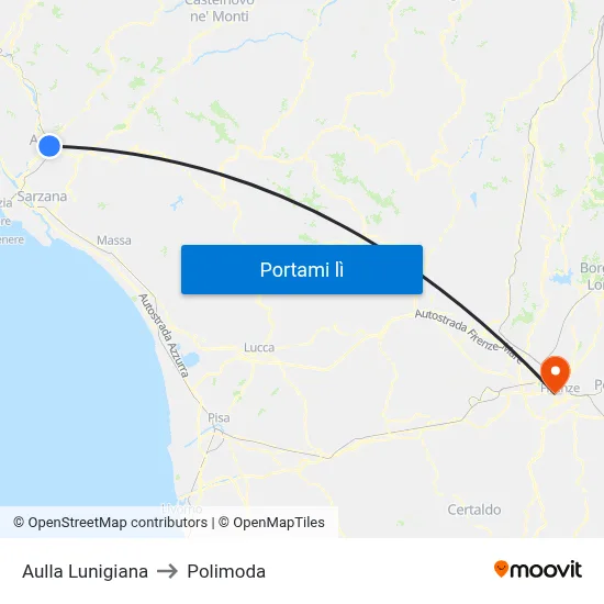 Aulla Lunigiana to Polimoda map