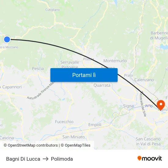 Bagni Di Lucca to Polimoda map