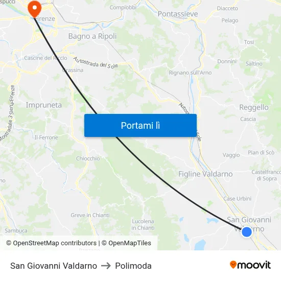 San Giovanni Valdarno to Polimoda map