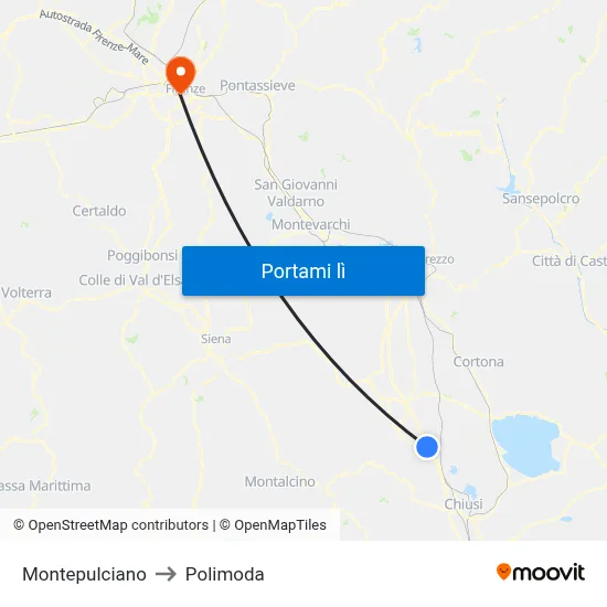 Montepulciano to Polimoda map