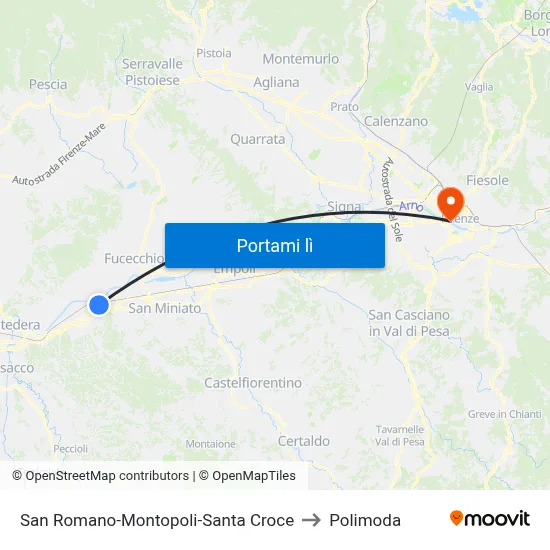San Romano-Montopoli-Santa Croce to Polimoda map