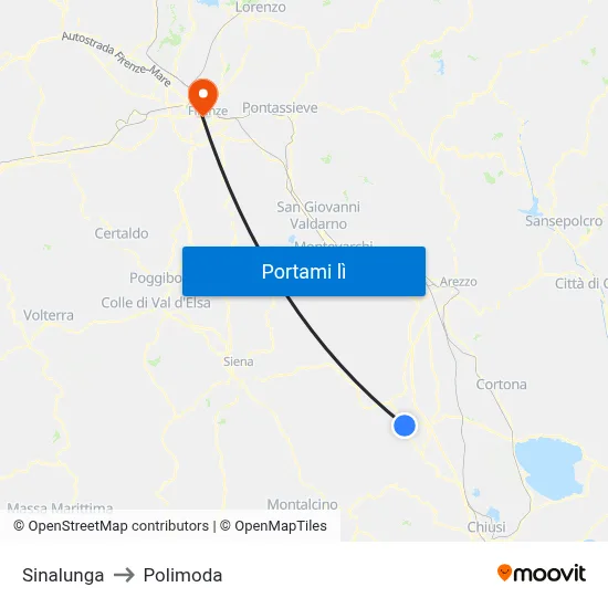 Sinalunga to Polimoda map