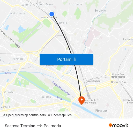 Sestese Termine to Polimoda map