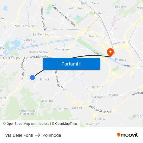 Via Delle Fonti to Polimoda map