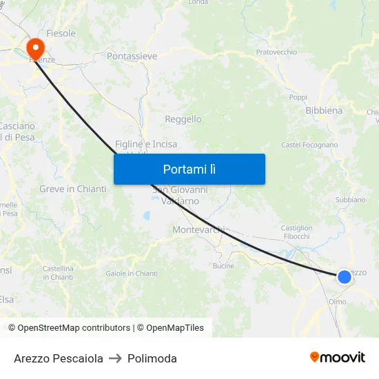 Arezzo Pescaiola to Polimoda map