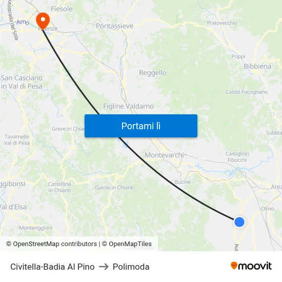 Civitella-Badia Al Pino to Polimoda map