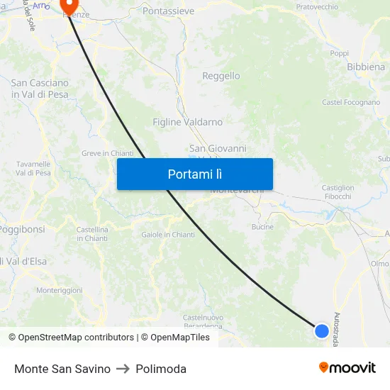 Monte San Savino to Polimoda map