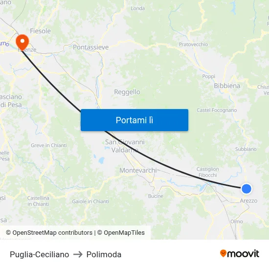 Puglia-Ceciliano to Polimoda map