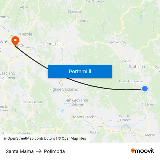 Santa Mama to Polimoda map
