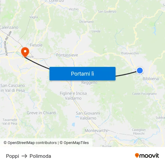 Poppi to Polimoda map