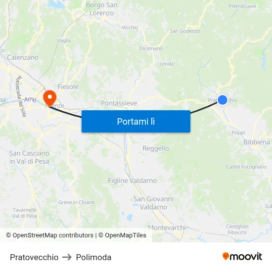 Pratovecchio to Polimoda map