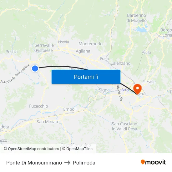 Ponte Di Monsummano to Polimoda map