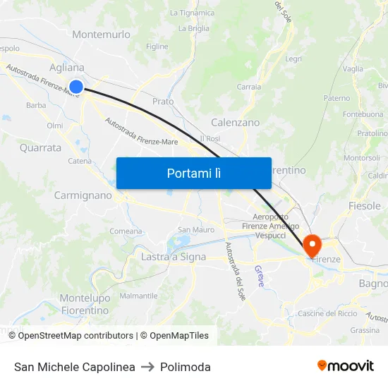 San Michele Capolinea to Polimoda map
