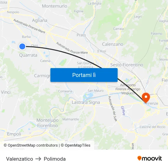 Valenzatico to Polimoda map