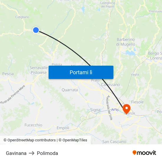 Gavinana to Polimoda map