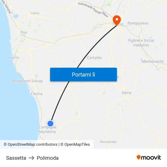 Sassetta to Polimoda map