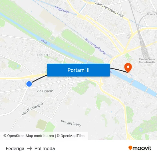 Federiga to Polimoda map