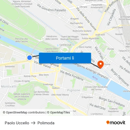 Paolo Uccello to Polimoda map