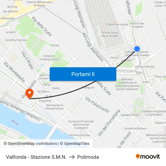 Valfonda - Stazione S.M.N. to Polimoda map