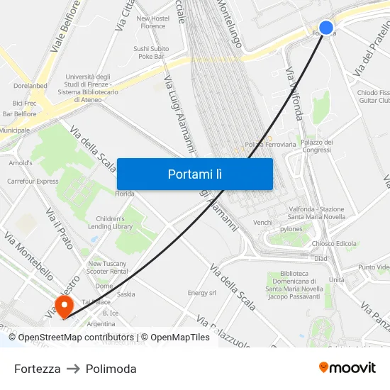 Fortezza to Polimoda map