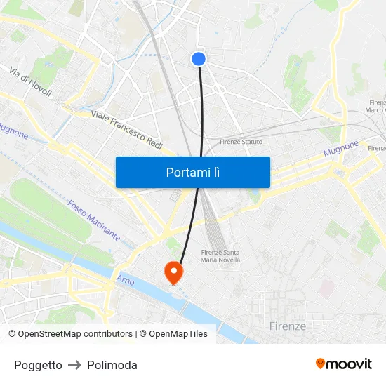 Poggetto to Polimoda map