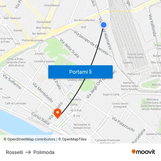 Rosselli to Polimoda map