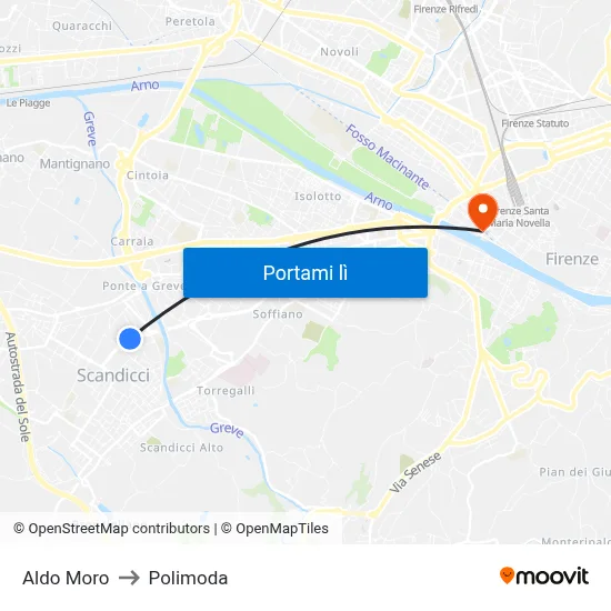 Aldo Moro to Polimoda map
