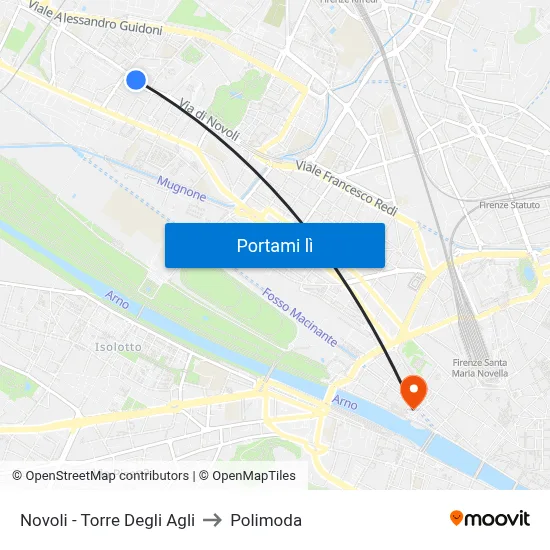 Novoli - Torre Degli Agli to Polimoda map