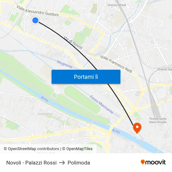 Novoli - Palazzi Rossi to Polimoda map